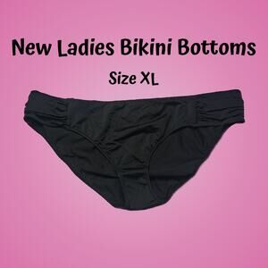 Smart & Sexy Women's Ruched Hip Swimwear Black Knockout Bikini Bottoms Size XL